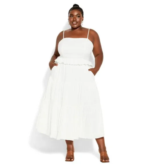 midi white dress lace ROSEE de MATIN HALTER NECK LACE MIDI DRESS IN White
